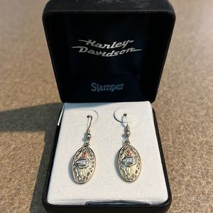 Harley Davidson Oval Diamond Earrings